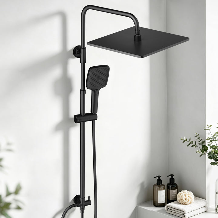 JOHO Edelstahl Duschsystem ohne Armatur, Regendusche Duschset Wassersparend mit Kopfbrause 30x30 cm
