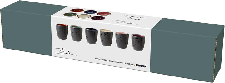 BITZ Espresso Tassen Set, Espressotassen Steingut, Schöne Espressobecher aus Keramik, Dänisches Desi