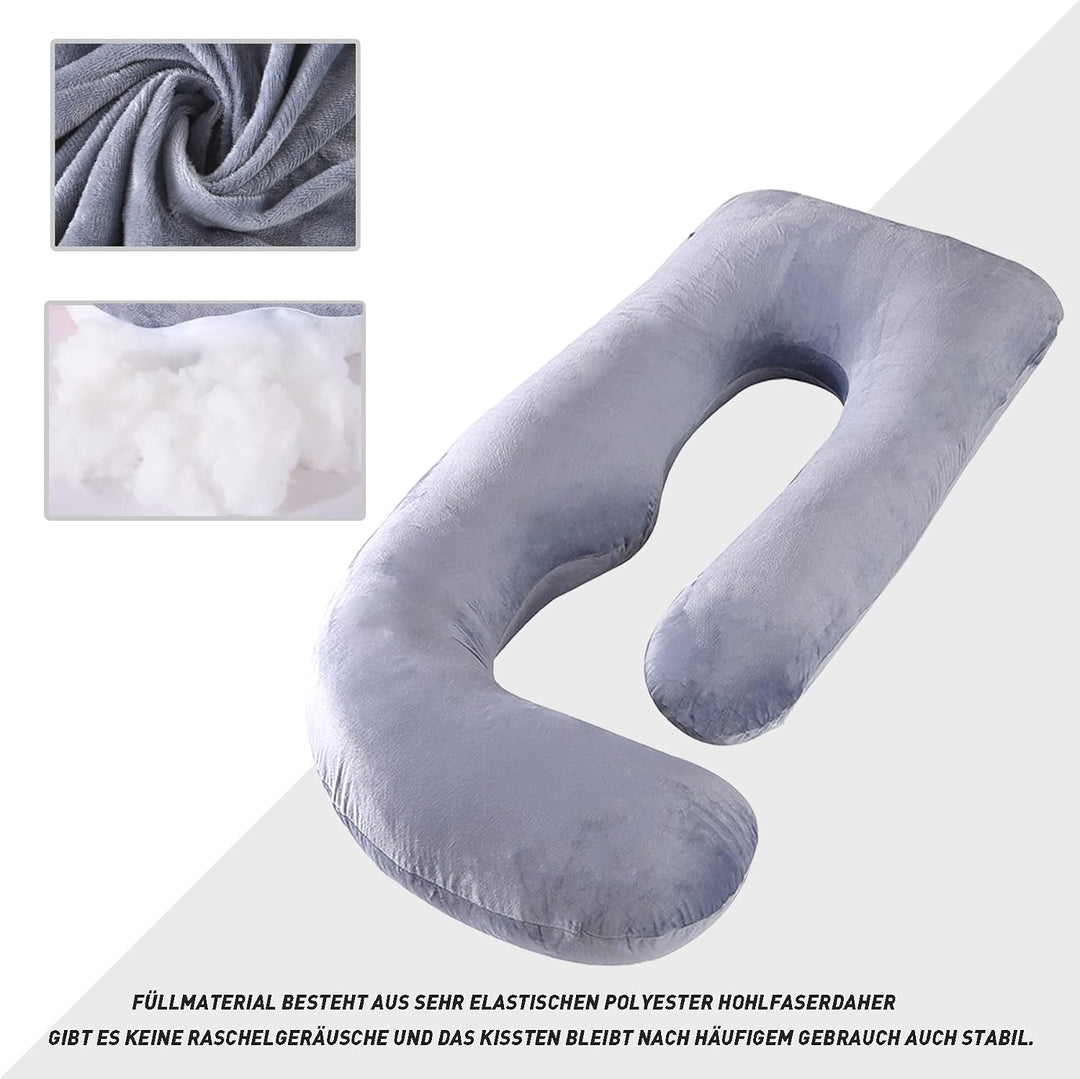 CALIYO Schwangerschaftskissen J Form,Stillkissen XXL-SeitenschläFerkissen mit Bezug,Pregnancy Pillow