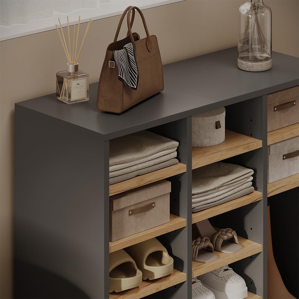 Vicco Schuhschrank Lysander, Anthrazit/Goldkraft Eiche, 78.6 x 65.5 cm Anthrazit/Goldkraft Eiche 78