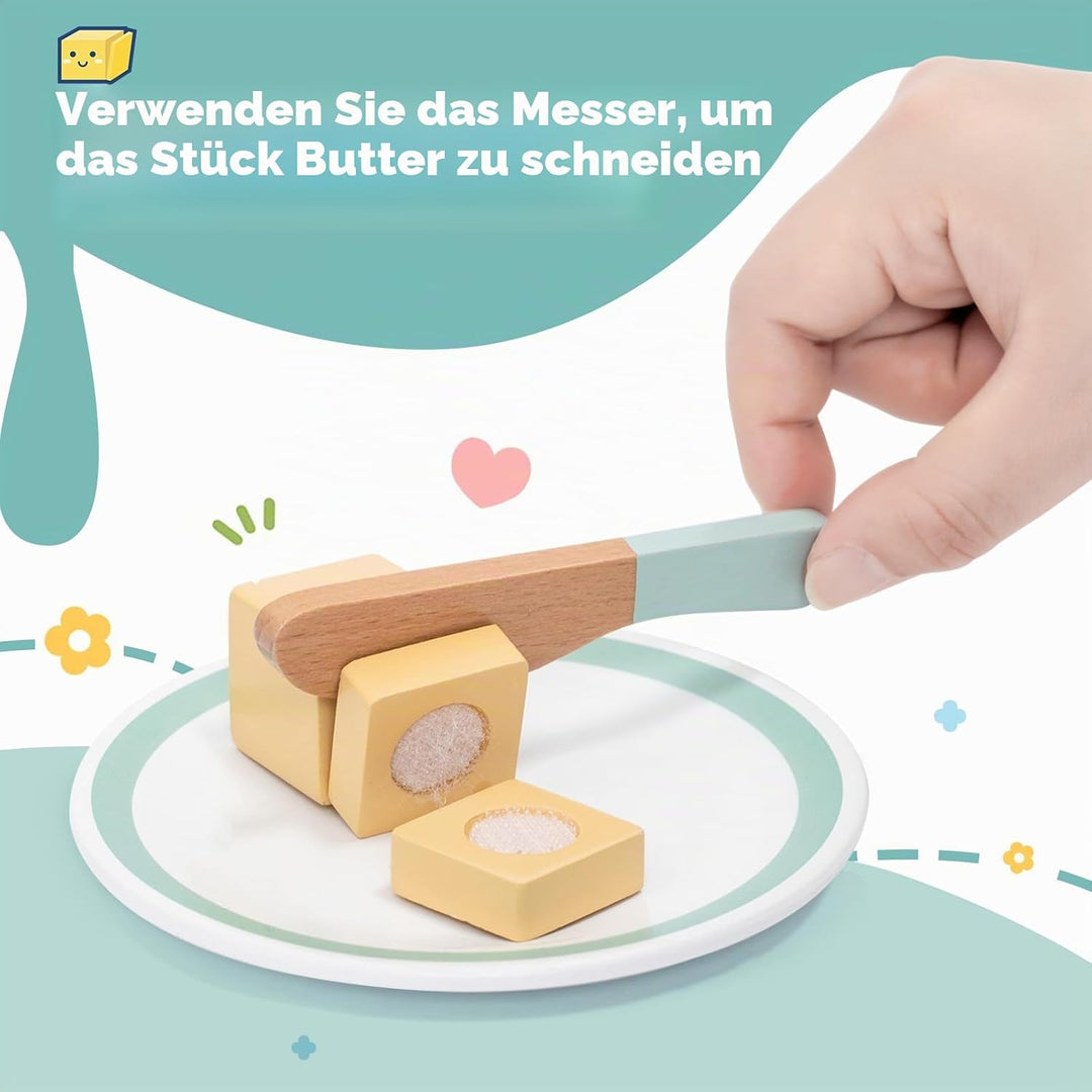 Holz Toaster Kinder Spielzeug, Sandwich Frühstück Kinderküche Zubehör Set