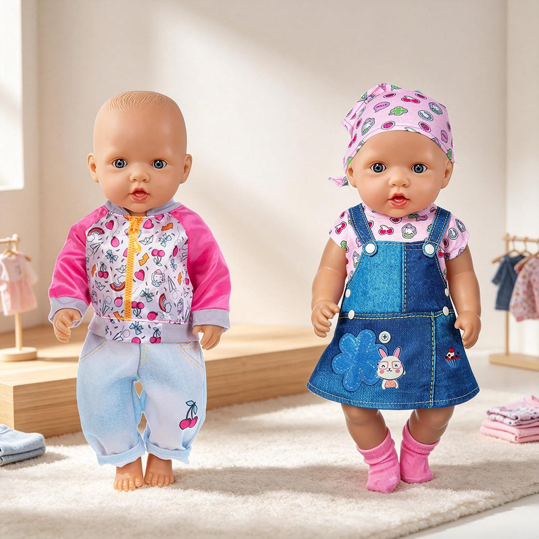 10er-Pack Baby-Puppenkleidung für 43cm / 17 Zoll Neugeborene Babypuppen, Fashion Doll Kleidungsset m