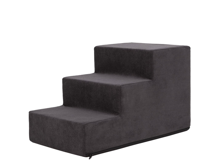 PillowPrim Tiertreppen Einganghilfe Kleinere Hunde Stufen Rampe Katzentreppe 3 Stufen Klein Schwarz