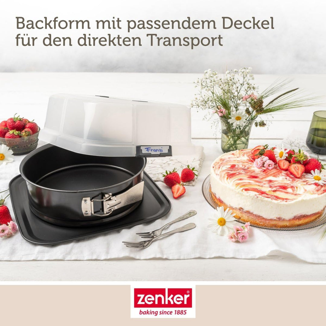 Zenker Bake, Click &amp; Go 24er Springform mit Haube – ⌀ 24 x 8 cm – Backform mit passendem Deckel für