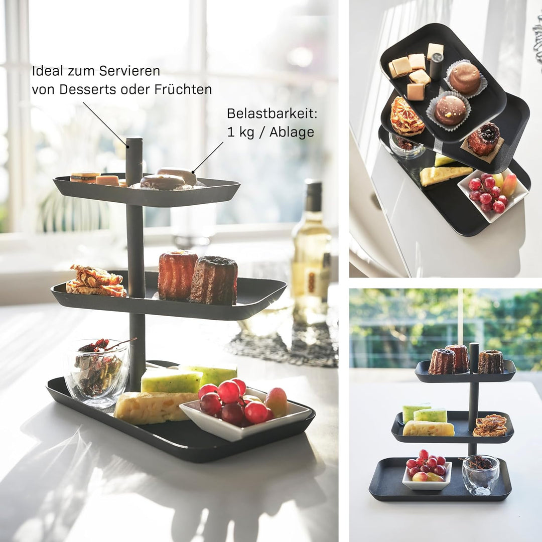 Yamazaki 4281 TOWER Etagere mit 3 Ebenen, schwarz, Stahl, Minimalistisches Design Schwarz Single, Sc
