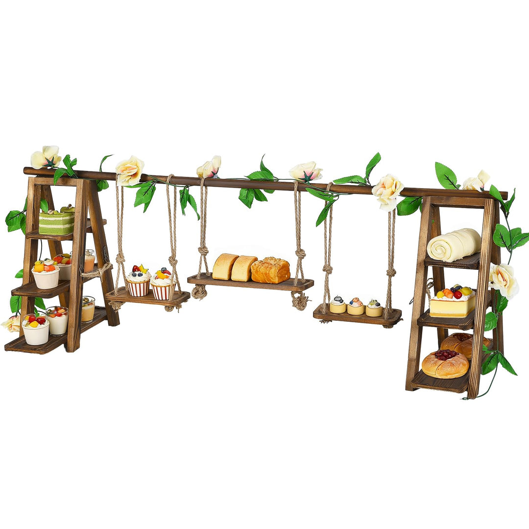 Holz Cupcake Ständer 3‑stufig, 121cm Grosser Akazienholz Kuchenständer, Faltbarer Dessert Präsentier