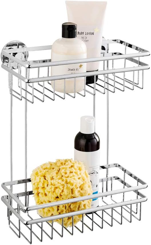 WENKO Express-Loc® Wandregal 2 Etagen Cali - Wandablage, Badablage, Befestigen ohne bohren, Edelstah