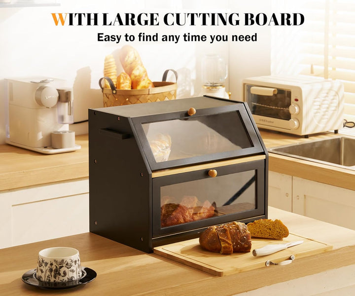 YOUDENOVA Brotkasten Bambus Eco Brotbox Brotkorb mit Schneidebrett Aufbewahrungsbox Küche Brotaufbew