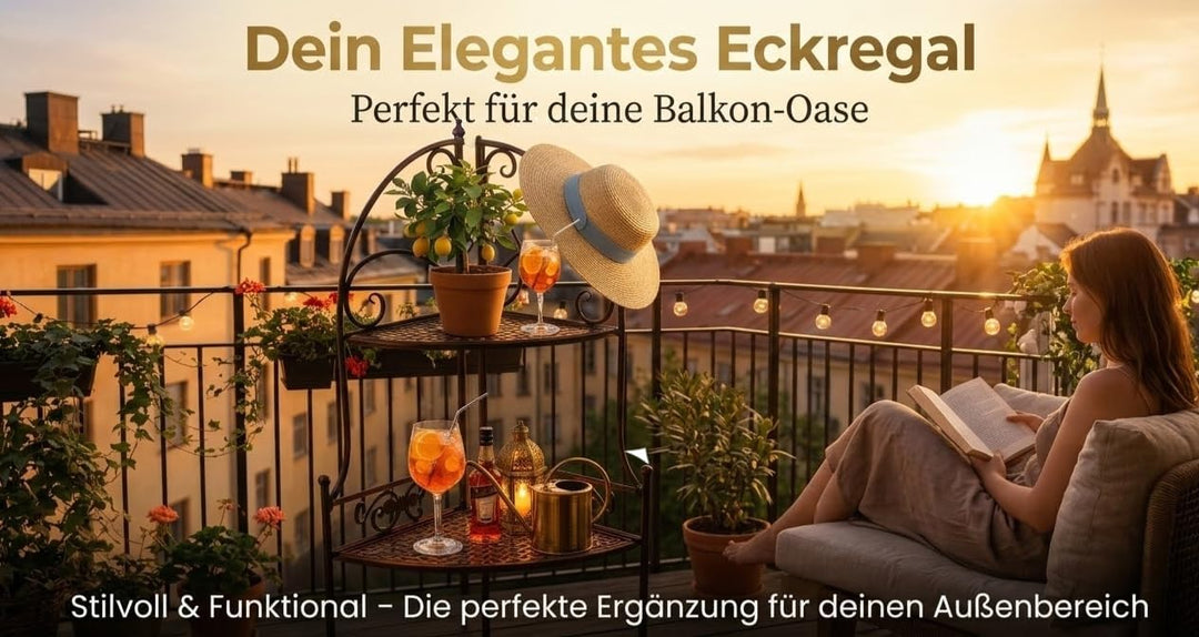 PrimoLiving Metall Garten Regal - Pflanzen Blumen Eckregal aus Metall - Pflanzenregal Garten und Bal