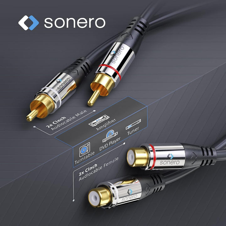 Sonero Cinch Stereo Audio Kabel Audiokabel Verlängerung 2x Cinch 15m Cinch Verlängerung 15,0 m, Cinc