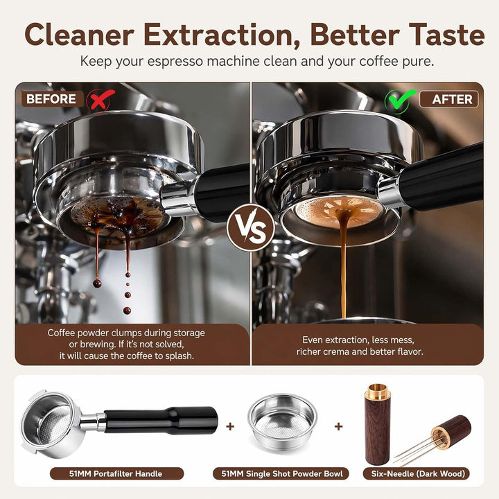 Siebträger Ohne Boden 51mm 3 Nasen Kompatibel mit DeLonghi Dedica EC680 EC685 EC885, 2x Edelstahl Si