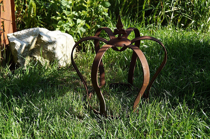 Edelrost Krone Lilie zum Stellen Gartendekoration 32 x 28cm