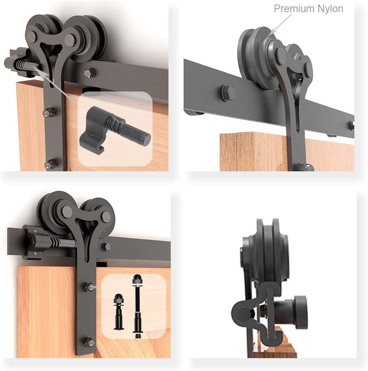 CCJH Schiebetüren Schiebetürsystem, 5.5FT (167cm) Laufschiene Schiebetuer Y Form Rolle Set fuer Schi