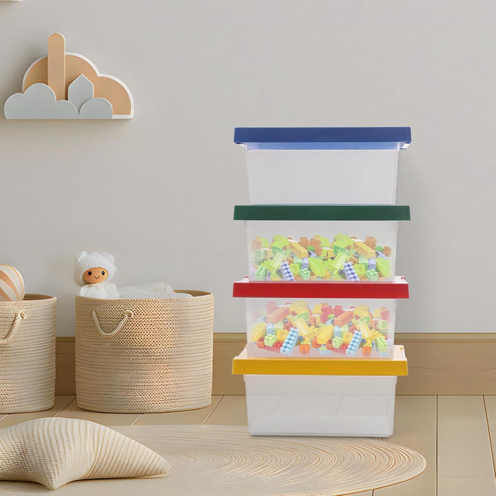 4er-Set Stapelbar Aufbewahrungsboxen mit Deckel I Transparente Lego Sortierbox aus PP I Spielzeugkis