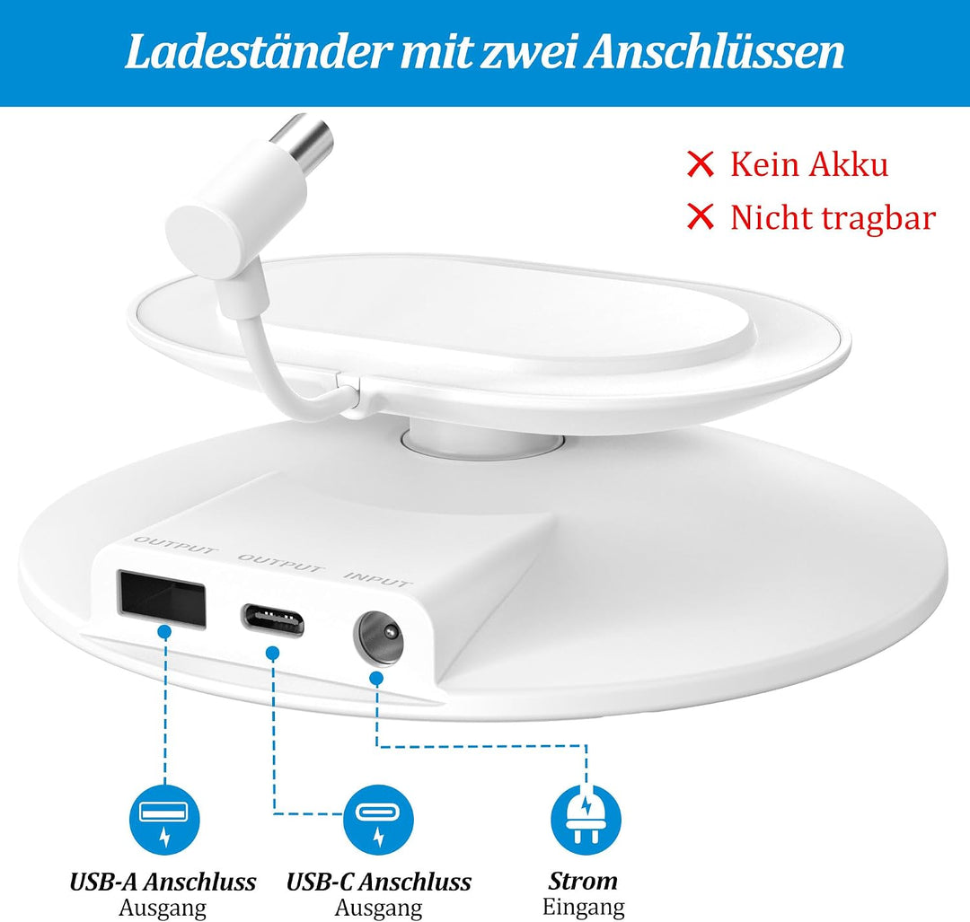 PlusAcc Ständer für Show 11/8 &amp; iPhone mit 2 USB-C/A-Ladeanschluss - 270° Drehung Verstellbare Lades