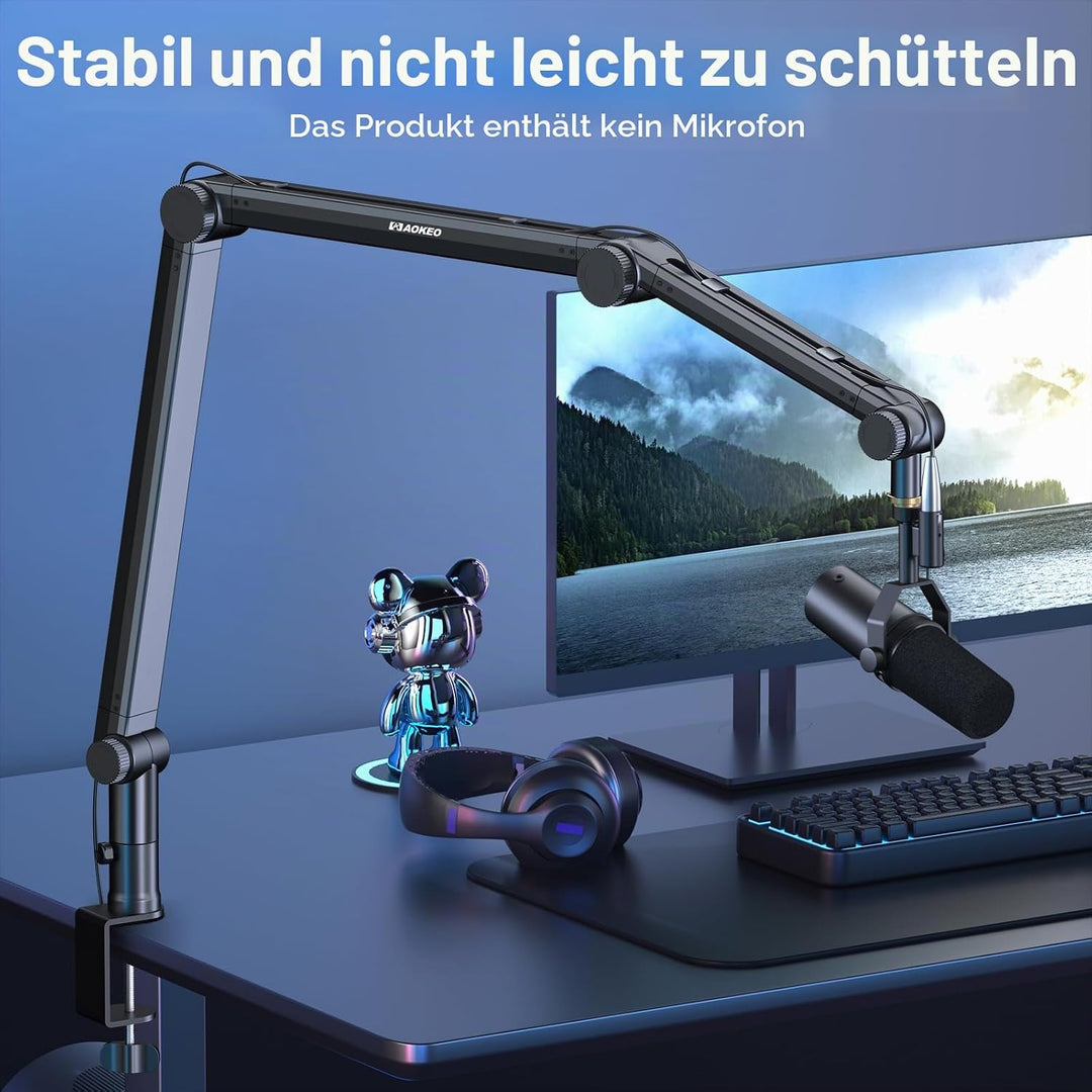 Mikrofon Arm,Aokeo AK-49 Mikrofon Ständer Arm für HyperX QuadCast,SoloCast,Elgato Wave,Shure SM7B,Bl