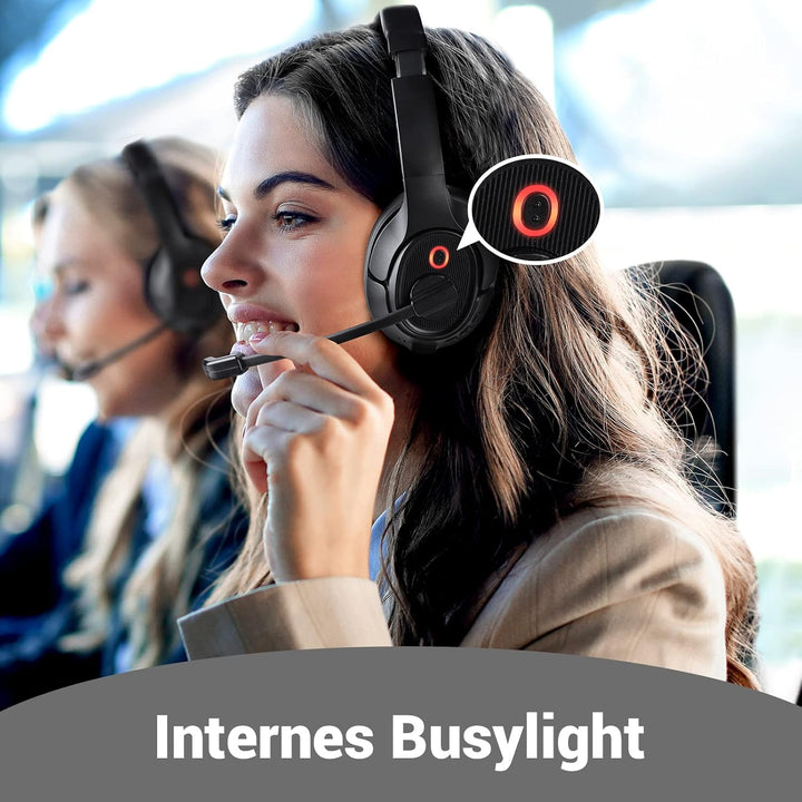 EKSA H6 Bluetooth Headset mit Mikrofon &amp; USB Dongle [Bis zu 55 Stdn &amp; 10 Meter Reichweite] Wireless