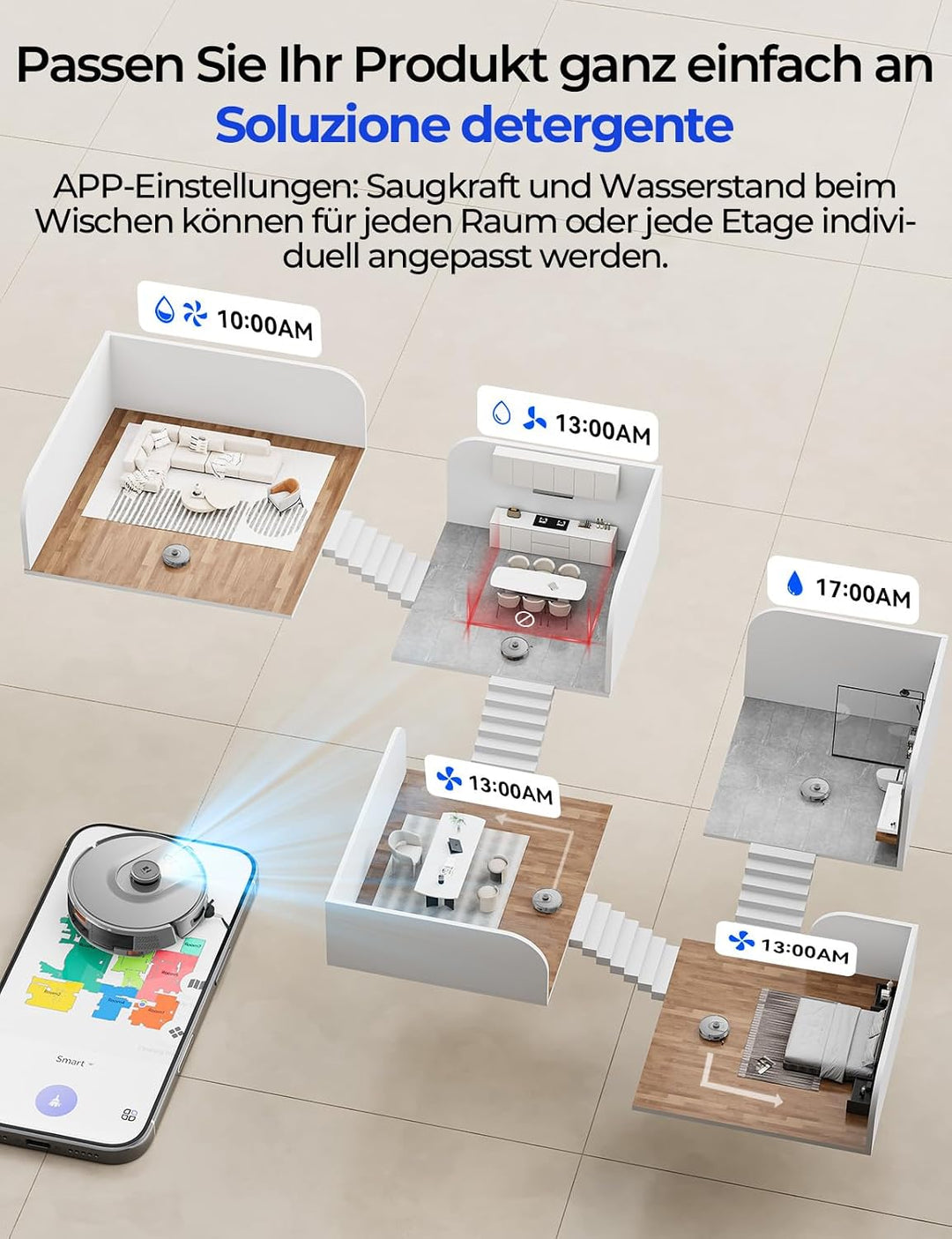 R11 Saugroboter mit Wischfunktion mit Kartenmapping, 20000Pa, Selbstentleerungsstation 120 Tage, Aut