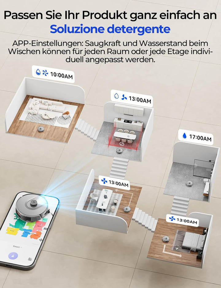 R11 Saugroboter mit Wischfunktion mit Kartenmapping, 20000Pa, Selbstentleerungsstation 120 Tage, Aut