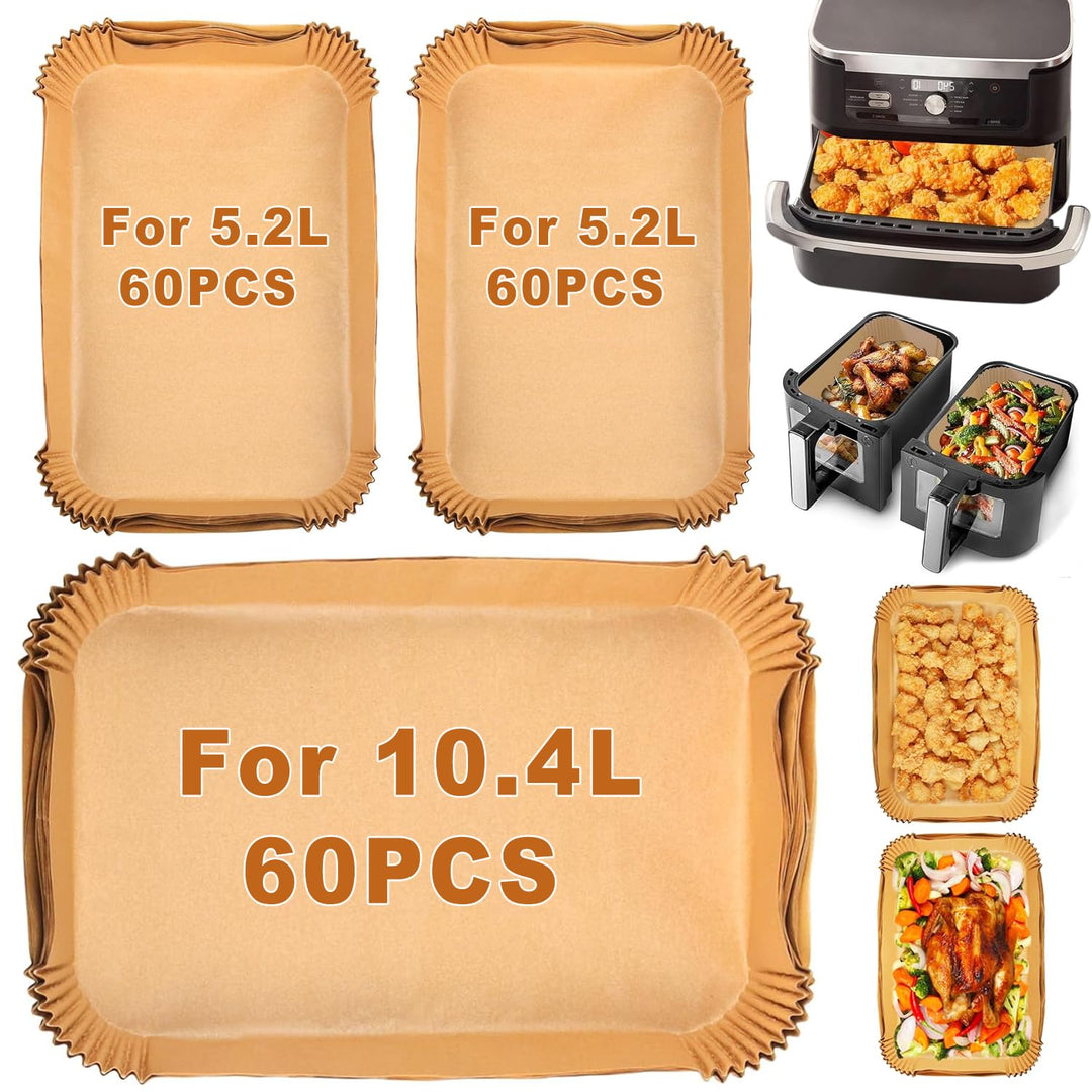 180 Stück Backpapier für Heissluftfritteuse Ninja AF500EU AF500EUCP, Cecotec 9000, Rechteckig Airfry