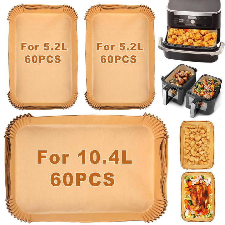 180 Stück Backpapier für Heissluftfritteuse Ninja AF500EU AF500EUCP, Cecotec 9000, Rechteckig Airfry