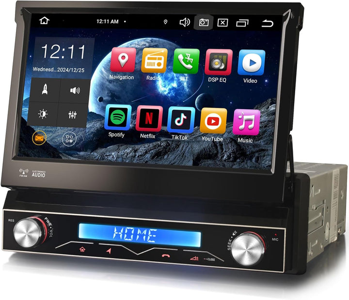 Erisin 7 Zoll 8-Kern 4GB+64GB Universal 1 Din Android 14 Autoradio Bluetooth GPS Navigation Unterstü