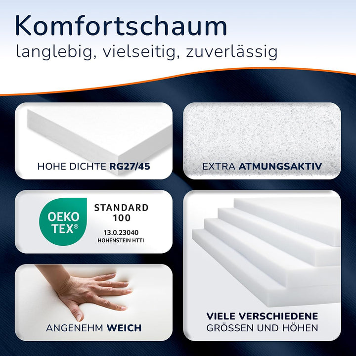 MSS e.K. Schaumstoffplatte Polster Auflage Topper - 200 x 150 x 10 cm - RG27/45 10 cm 150 x 200 cm,