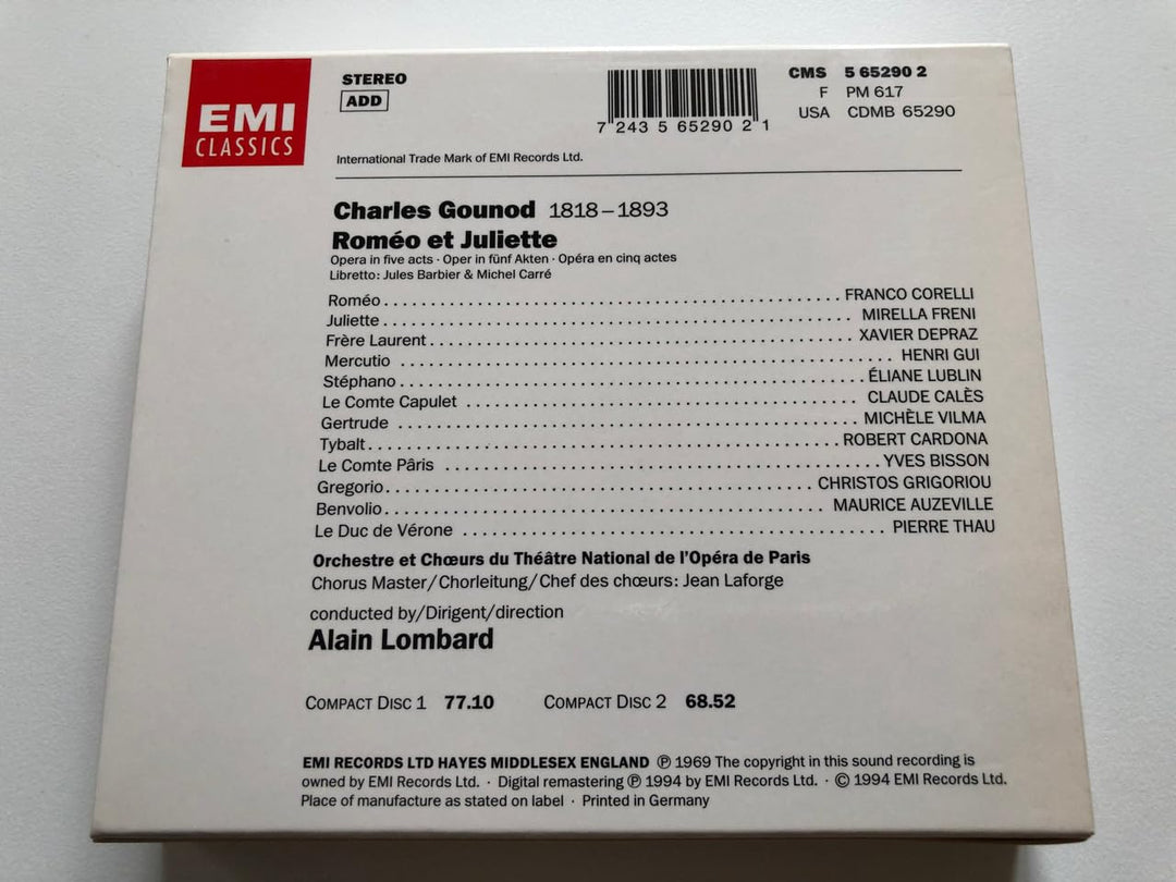 Gounod: Romeo und Julia (Gesamtaufnahme) (franz.) (Aufnahme Paris 1968), Audio-CD