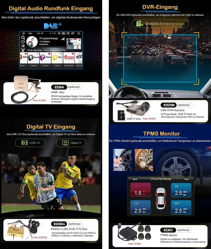 Erisin 7 Zoll 4GB+64GB Android 12 Autoradio mit Navi GPS CD Player für Mercedes Benz C CLK G Klasse