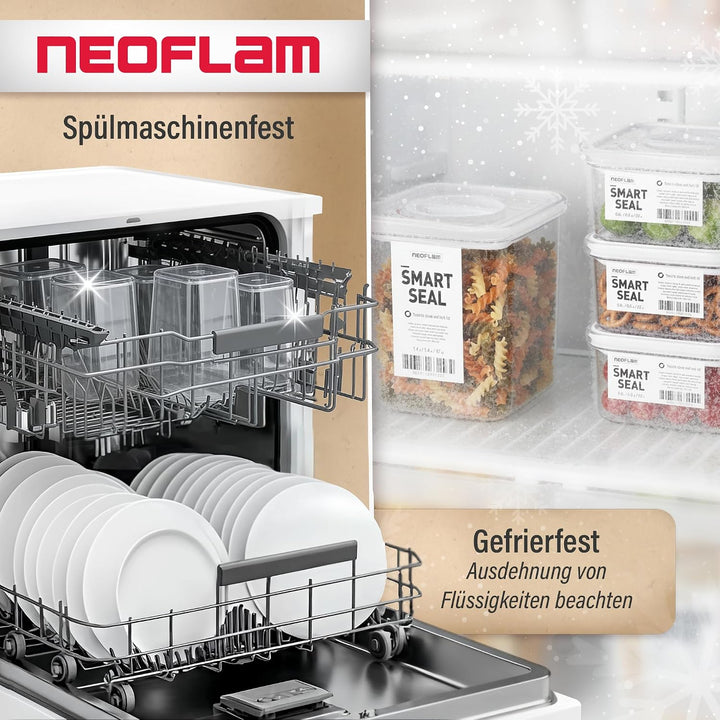 Neoflam® Vorratsdosen mit Deckel luftdicht &amp; Einhanddrehverschluss, 4er Set Vorratsbehälter BPA-frei