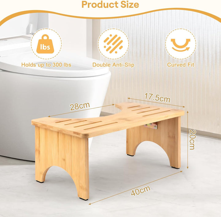 talifoca Toilettenhocker Bambus, Klappbar Kackhocker Erwachsene, Ergonomischer Klohocker gegen Verst