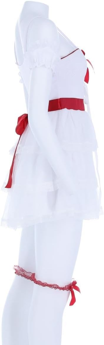 Smiffys 81003 Annabelle Minikleid Kostüm, Damen, Weiss &amp; Rot X-Small (UK 4-6), X-Small (UK 4-6)