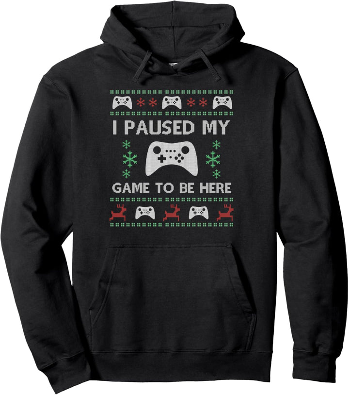 Gamer Paused My Game Ugly Christmas Sweater Pullover Hoodie