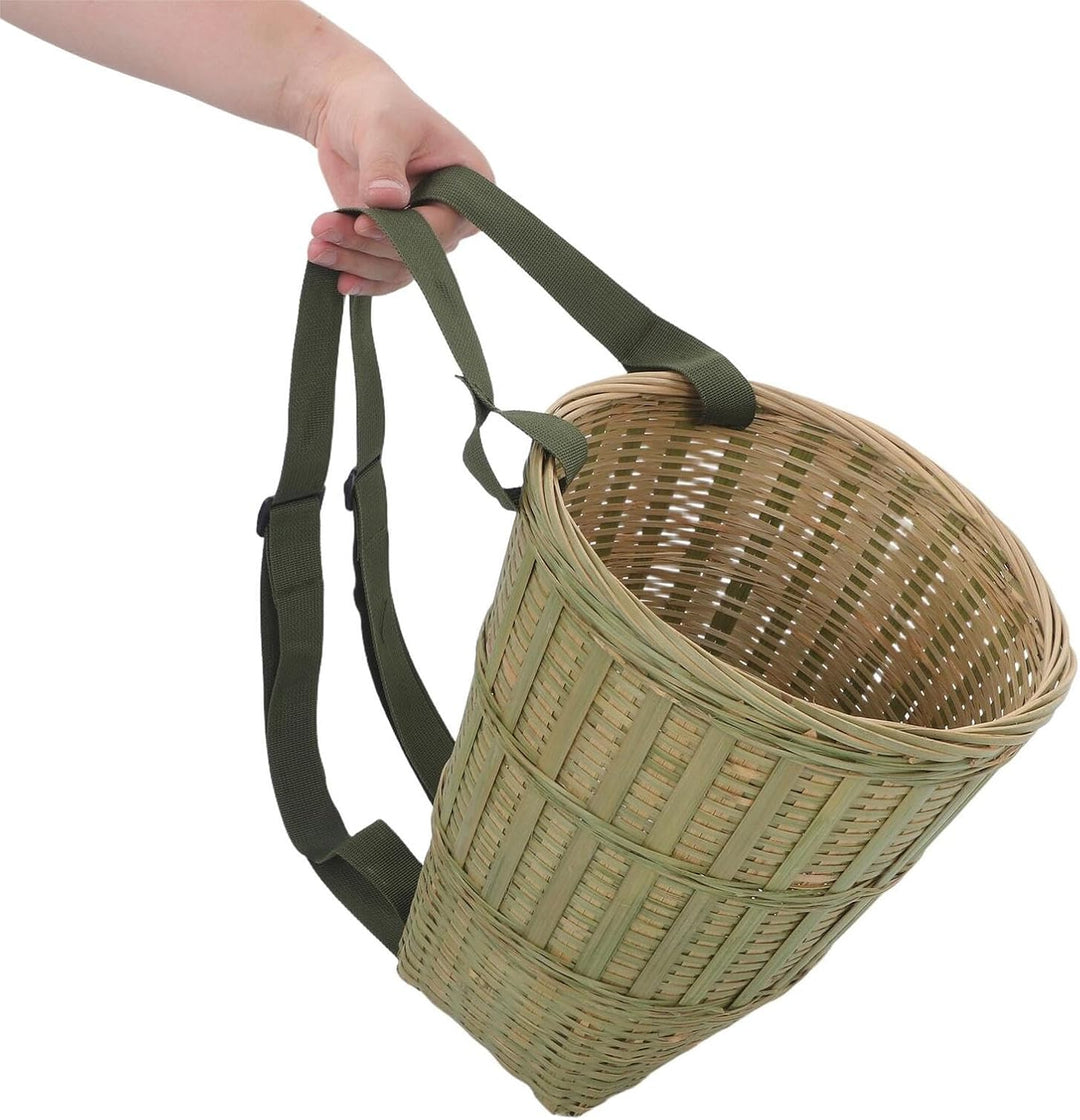Handgeflochtener Bambus Erntekorb mit Riemen, 30x26,5cm, Rustikal Elegant