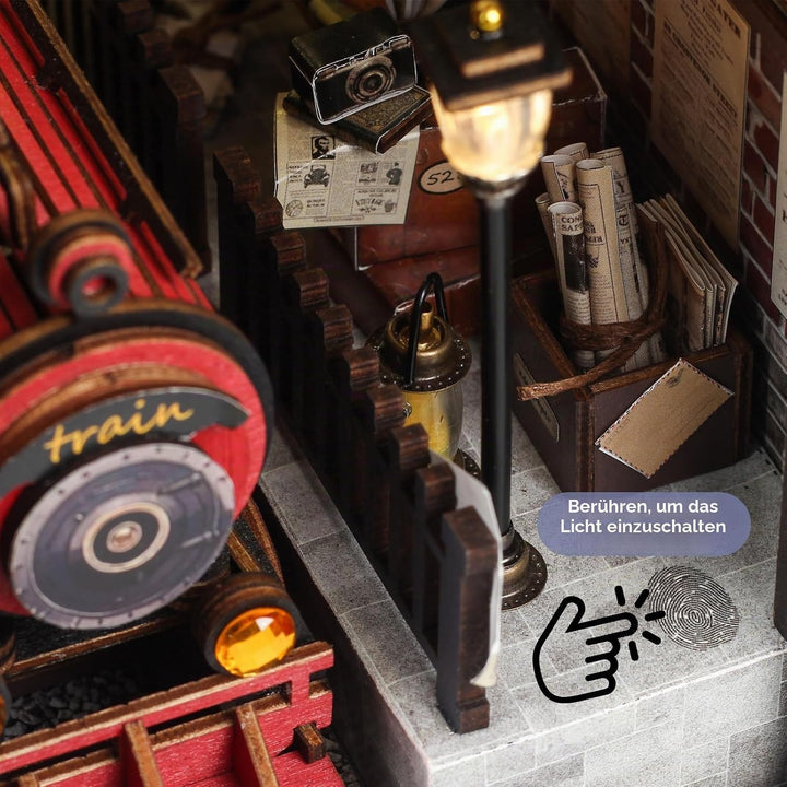 Cuteefun DIY Book Nook Kit mit Staubschutzhaube, Holz Miniatur Puppenhaus | Kreatives Handwerk für E
