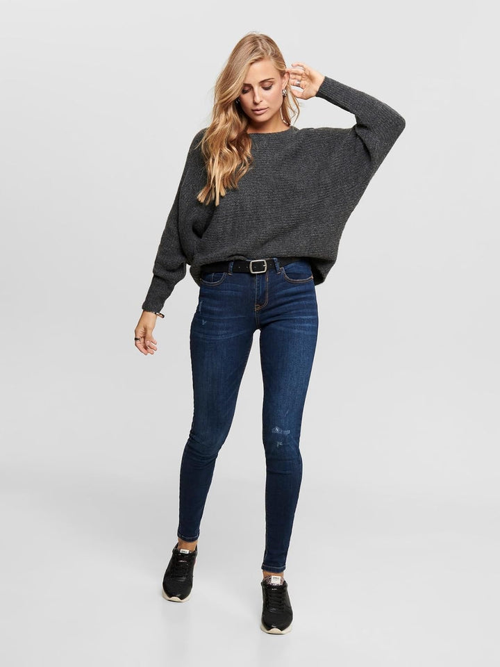 ONLY Damen Onldaniella L/S KNT Noos Pullover XS Grau (Dark Grey Melange Detail: W.melangé), XS Grau