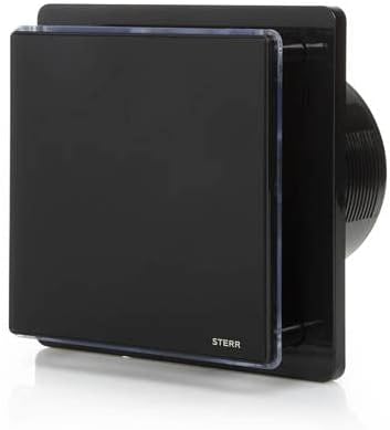STERR Schwarzer Badlüfter 125 mm mit LED + TIMER - Badezimmerventilator - Glasfront - Modernes Ausse