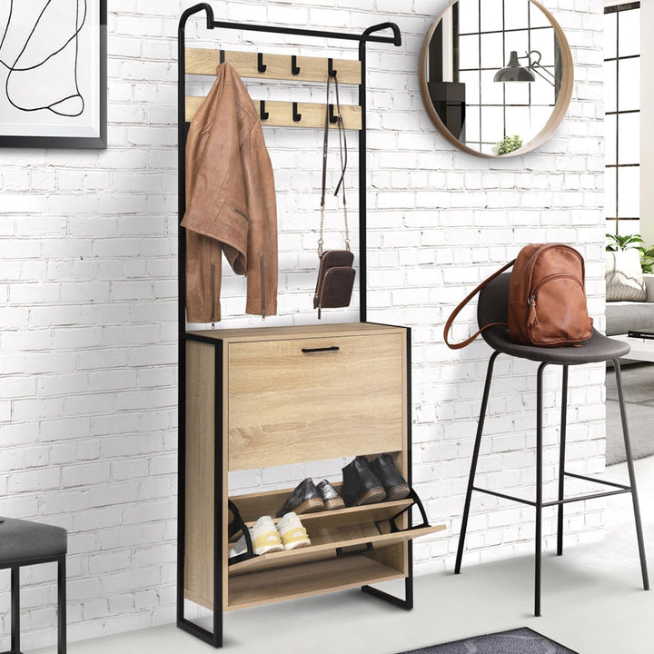 IDMarket - Eingangsgarderobe LUIS Schuhmöbel 2 Türen Industriedesign