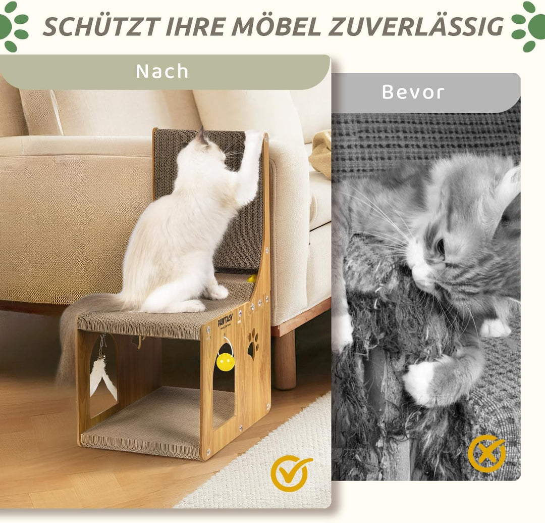 Kratzbrett Katzen Kratzpappe 2 in 1 Katzenkratzbrett für Wand und Ecke Kratz Katzen mit Ballspielzeu