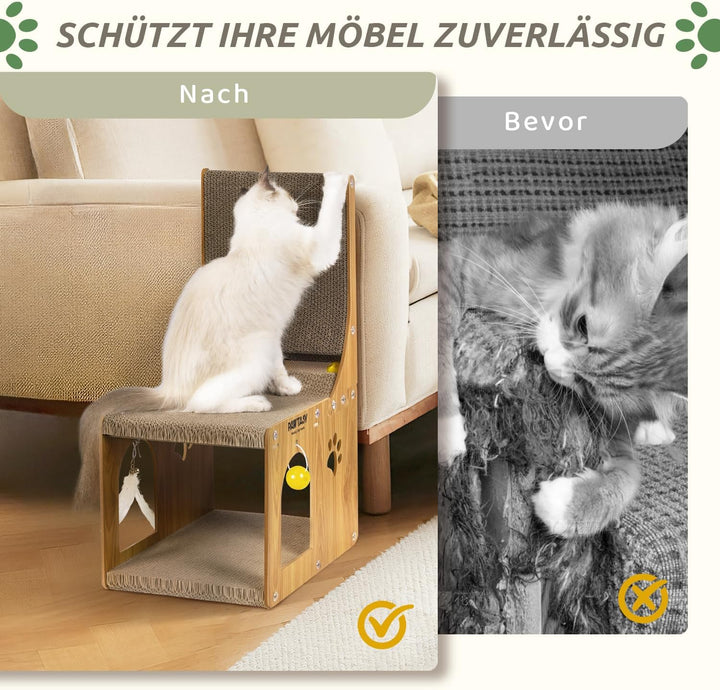 Kratzbrett Katzen Kratzpappe 2 in 1 Katzenkratzbrett für Wand und Ecke Kratz Katzen mit Ballspielzeu