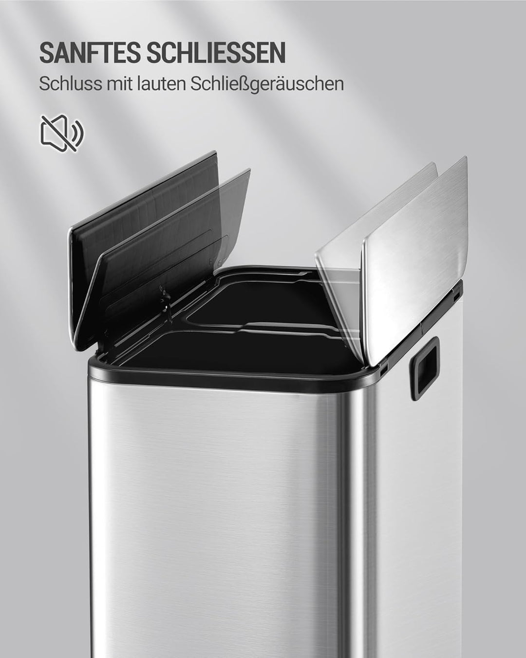 Hzuaneri Mülleimer Küche, 2 x 28 Liter Mülleimer Schmal, Mülltrennsystem mit Herausnehmbarem Innenei