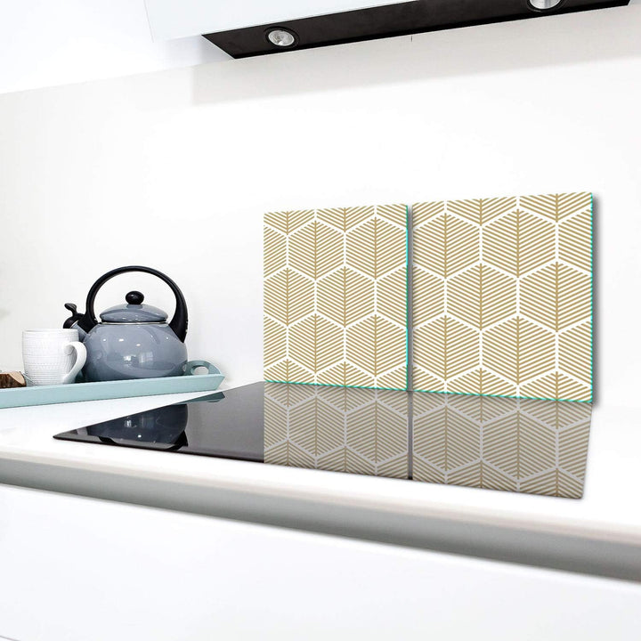 TMK | Herdabdeckplatten Set 2x40x52 cm Ceranfeld Abdeckung Glas Spritzschutz Abdeckplatte Glasplatte