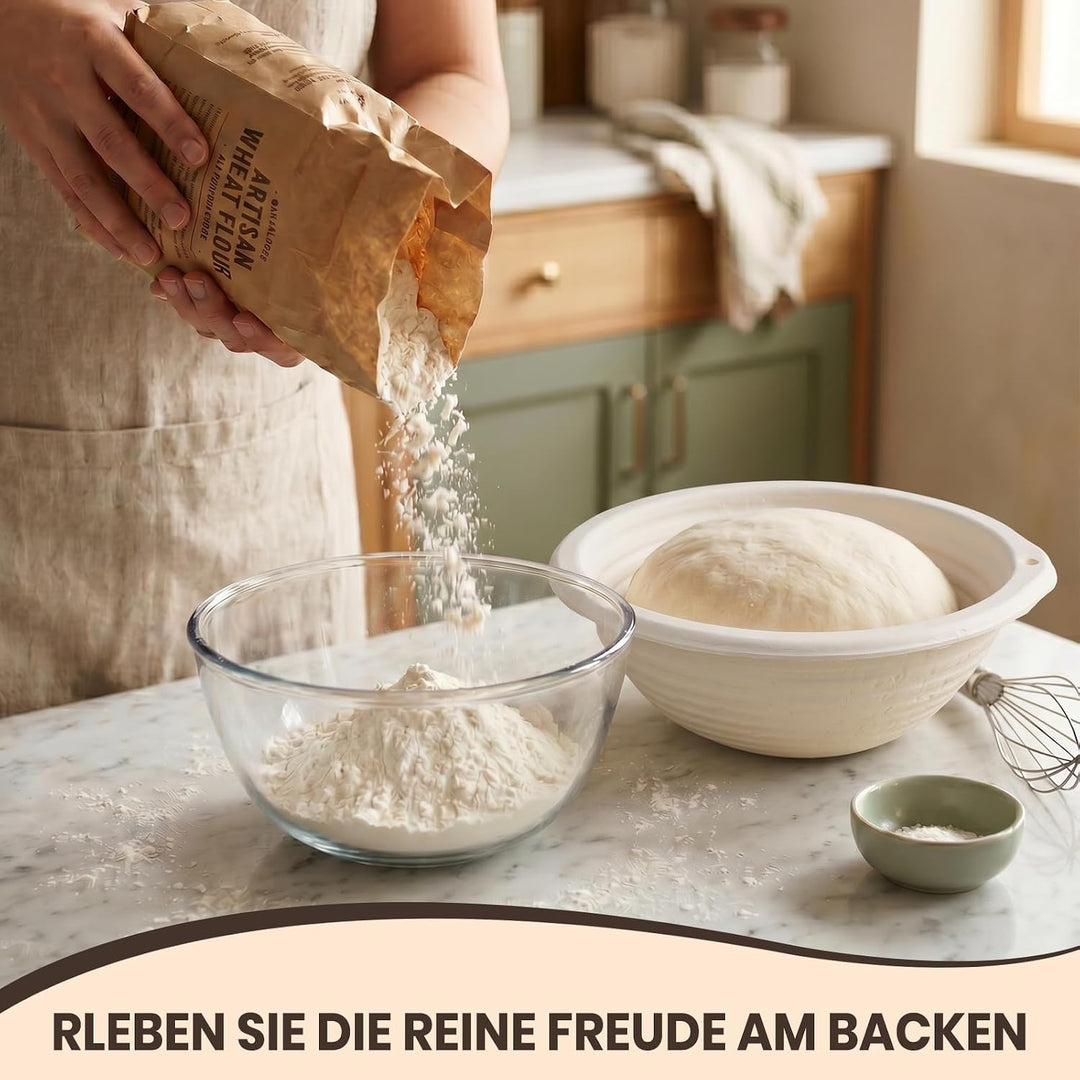 2er Set runde Banneton-Gärkörbe aus Zellstoff für Sauerteigbrot, Gärkörbe für handwerklich hergestel