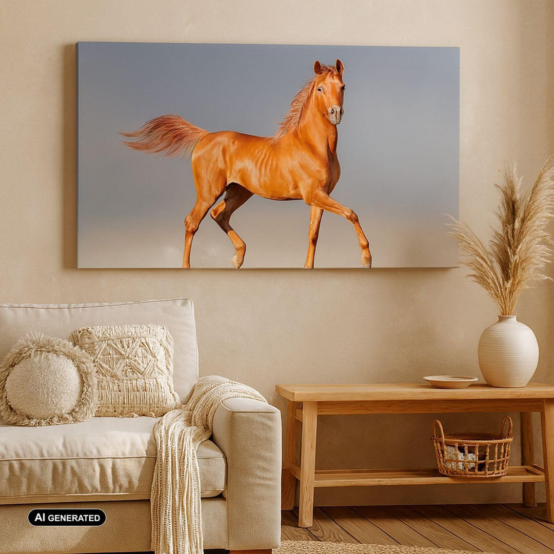 Wandbilder Dekoration Wohnzimmer Tiere Pferd Galopp Geschwindigkeit Bilder auf Leinwand 120x50cm Lei