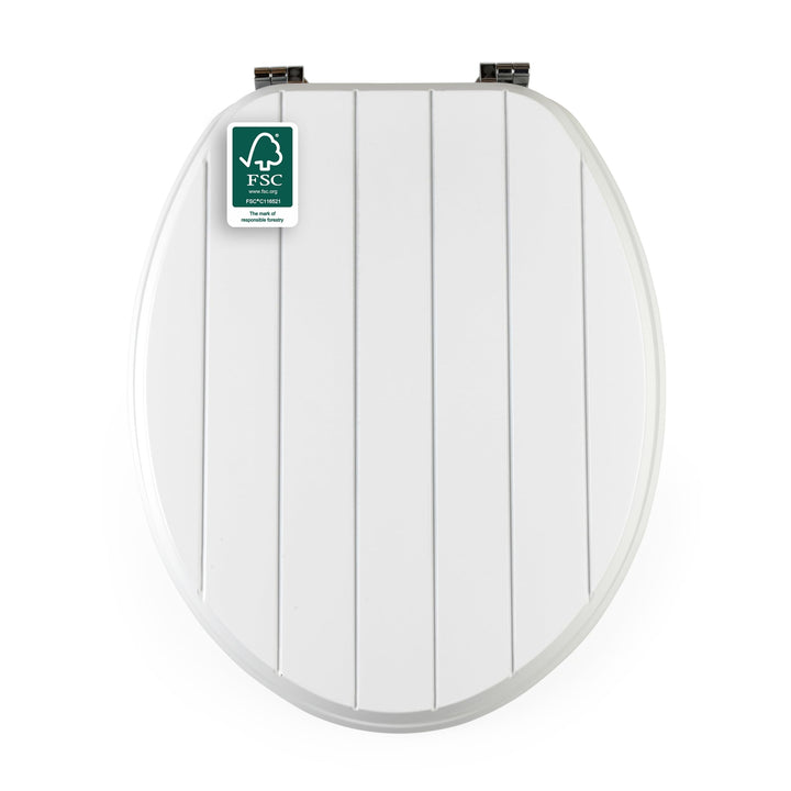 Beldray WC Sitz mit Absenkautomatik, Toilettensitz Holz Abnehmbar, Klodeckel Oval mit Soft Close 43c