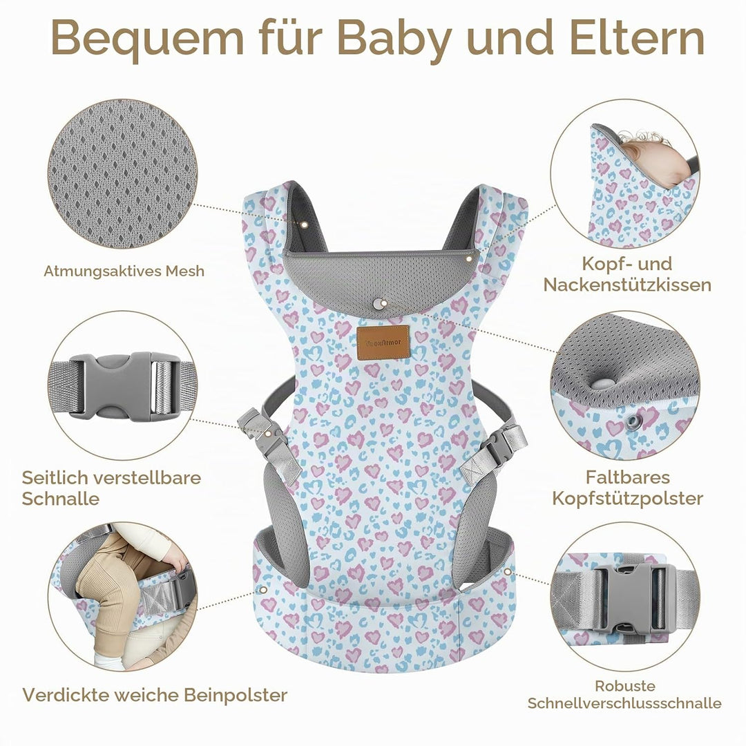 Babytrage Neugeborene ab Geburt,Ergonomische Gemütlich Leichtgewichtig Baby Carrier mit Nackenstütze