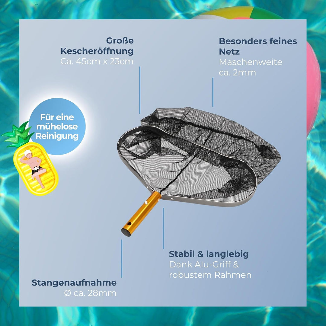 Bodenkescher 2.0 I Poolkescher extra schwer mit Alu-Griff I Bodenkescher Pool für Teleskopstange I K