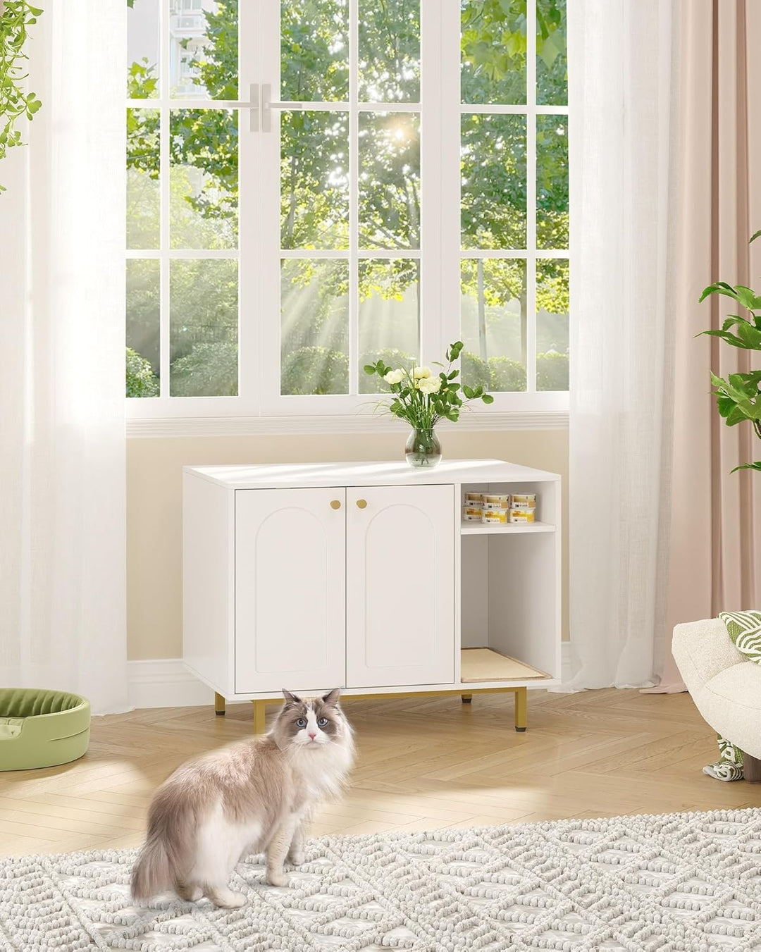 Hzuaneri Katzenschrank, Katzentoilette, Katzenklo Schrank, Katzenhaus mit Tür und separater Trennwan