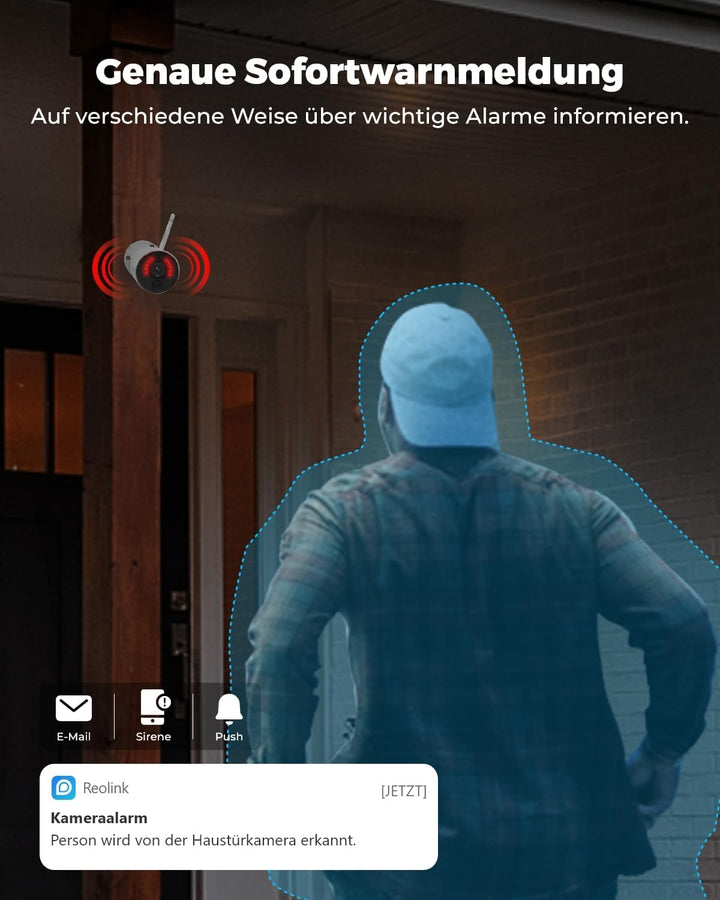 Reolink Überwachungskamera Aussen Akku Argus Eco + Solarpanel, Kabellose 1080p WLAN Solar IP Kamera