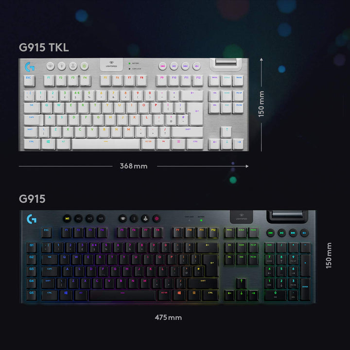 Logitech G915 LIGHTSPEED TKL kabellose mechanische Gaming-Tastatur ohne Ziffernblock, Taktiler GL-Ta
